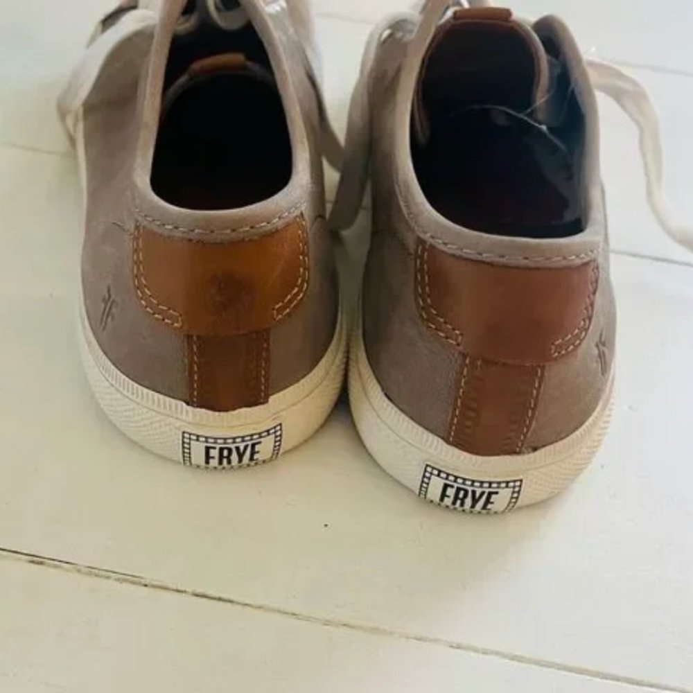 New Frye Gia Canvas Low Lace Up Taupe/Grey Sneakers  9 - Picture 6 of 7